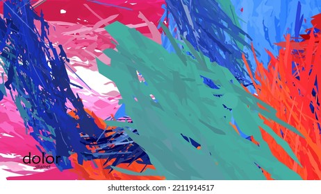 Abstract vector illustration with colorful feather layered shapes. Bright multicolored dimensional background. Brush stroke watercolor digital paint imitation. Rainbow scribble advertising template.