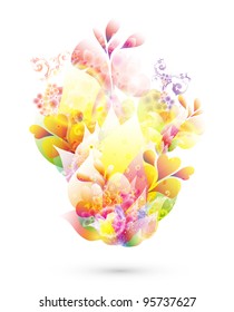 abstract vector illustration with colorful floral elements for background