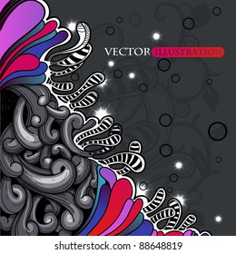 abstract vector illustration of colorful leaves on a grey background.eps10