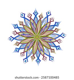 abstract vector illustration of colorful mandala flower pattern on white background