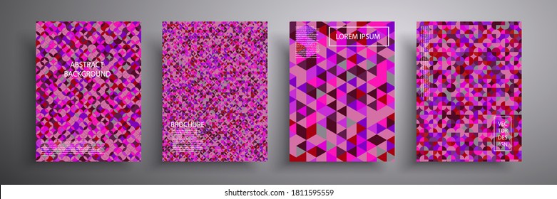 Abstract vector illustration. Colorful mosaic purple color cover design. Future geometric design. Collection of templates for brochures, posters, banners, flyers and cards