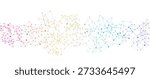 Abstract vector illustration of a colorful plexus network. Interconnected dots and lines with a spectrum gradient on a white background for technology concepts.