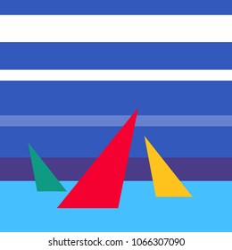 Abstract vector illustration of colorful yachts in the sea