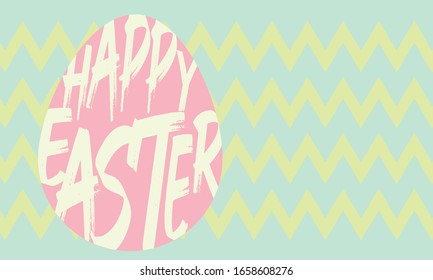 abstract vector illustration composed of "Happy Easter" text shaped in an egg on a textured background. Flat design with pastel colors Seasonal theme and religious celebration