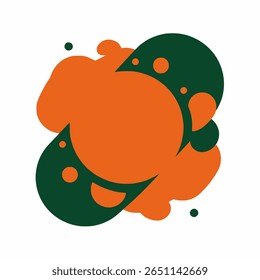 Uma ilustração vetorial abstrata composta de várias formas interconectadas de aparência orgânica em tons de laranja, verde e preto, possivelmente representando a natureza, crescimento ou conceitos abstratos.