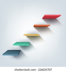 Abstract vector Illustration. Composition of 3d stairs. Background design for banner, poster, flyer, cover, brochure. Stages of learning, steps of education concept.