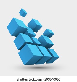 Abstract vector Illustration. Composition of 3d cubes. Background design for banner, poster, flyer. Logo design.