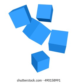 Abstract vector Illustration. Composition of 3d blue cubes. 