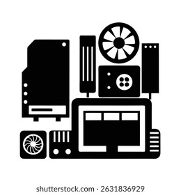 Abstract vector illustration of computer components displaying a modern technology concept
