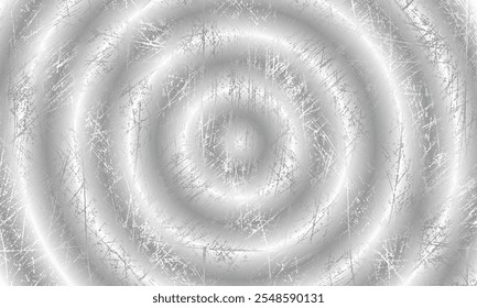 Abstract vector illustration: concentric circular waves in metallic silver hue, minimalistic abstract ring pattern.
