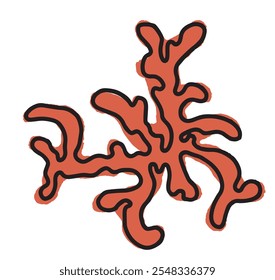 An abstract vector illustration of a coral in a hand-drawn style, isolated on a white background. Ideal for beach and oceanic-themed projects.
