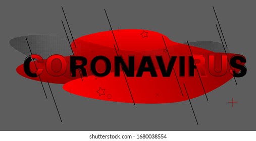 Abstract vector illustration of Coronavirus word. Sliced red and balck design.