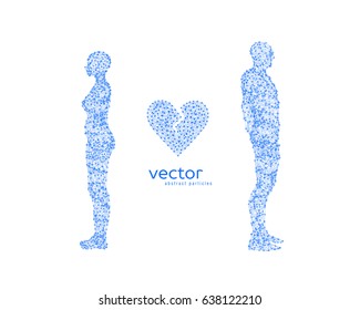 Abstract vector illustration of couple with broken heart.