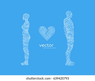 Abstract vector illustration of couple with broken heart.
