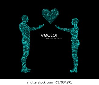 Abstract vector illustration of couple with heart.