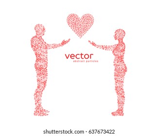 Abstract vector illustration of couple with heart.