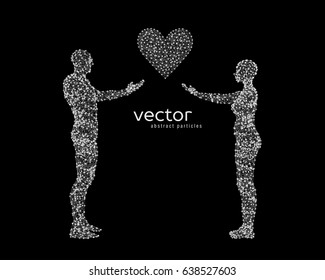 Abstract vector illustration of couple with heart.