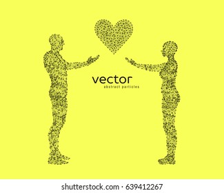 Abstract vector illustration of couple with heart.