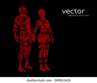 Abstract vector illustration of couple looking up.