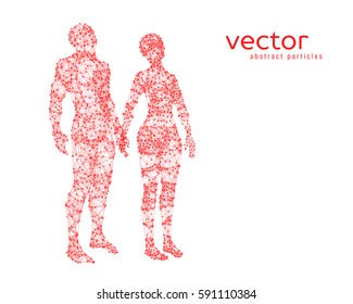 Abstract vector illustration of couple looking up.