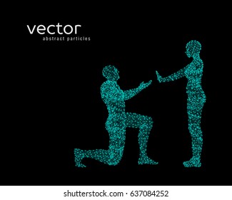 Abstract vector illustration of couple. Offer of marriage.