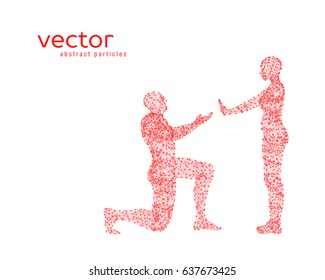 Abstract vector illustration of couple. Offer of marriage.