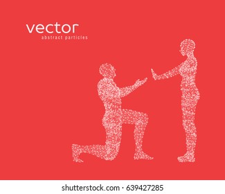 Abstract vector illustration of couple. Offer of marriage.