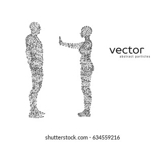 Abstract vector illustration of couple on white background.
