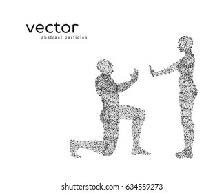 Abstract vector illustration of couple on white background. 