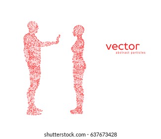Abstract vector illustration of couple on white background.