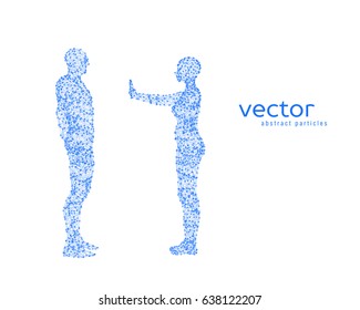 Abstract vector illustration of couple on white background.