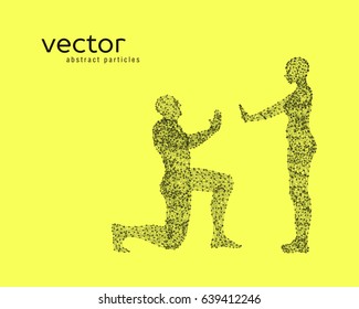 Abstract vector illustration of couple on yellow background. 