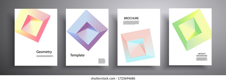Abstract vector illustration of a cover on a white background. Future 3D geometric mesh design. Collection of templates for brochures, posters, banners, flyers and cards.