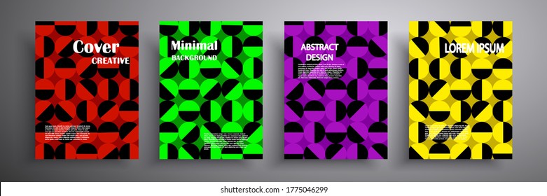 Abstract vector illustration of covers with graphic geometric elements. Template for brochures, covers, notebooks, banners, magazines and flyers, modern website template design.