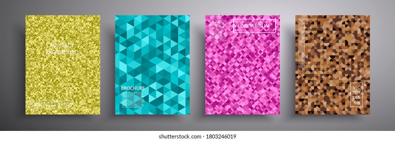 Abstract vector illustration of covers with mosaic graphic geometric elements. Template for brochures, covers, notebooks, banners, magazines and flyers, modern website template design