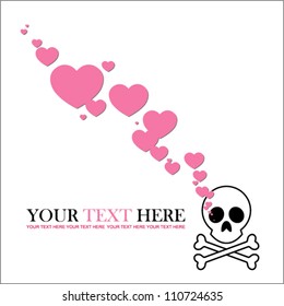Abstract vector illustration with cranium and hearts.
