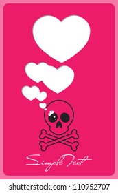 Abstract vector illustration with cranium and hearts.