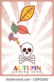 Abstract vector illustration with cranium and plants.