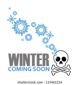 Abstract vector illustration of cranium and snowflakes.
