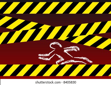 Abstract vector illustration of a crime scene on a dark background