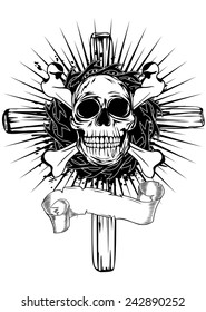 Abstract vector illustration cross, skull and bones
