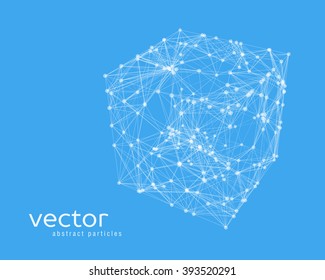 Abstract vector illustration of cube on blue background