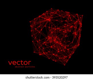 Abstract vector illustration of cube on black background