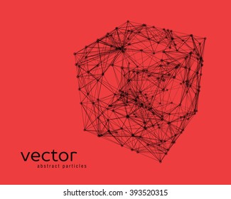 Abstract vector illustration of cube on red background