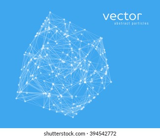 Abstract vector illustration of cube on blue background 