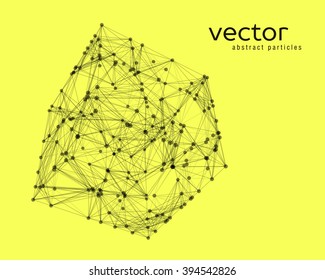 Abstract vector illustration of cube on yellow background