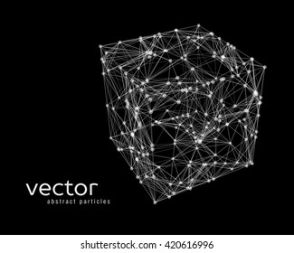 Abstract vector illustration of cube on black background