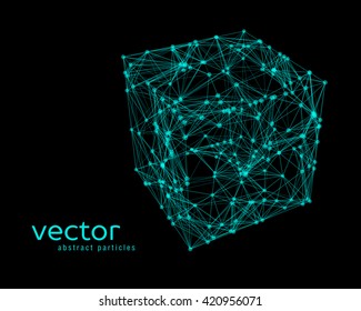 Abstract vector illustration of cube on black background
