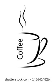 Abstract vector illustration of a Cup of hot coffee with steam. Flat design.