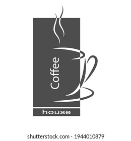 Abstract vector illustration of a Cup of hot coffee with steam. Flat design.